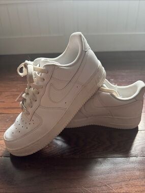 Nike All-white Air Force 1 Low-Top Leather Sneakers